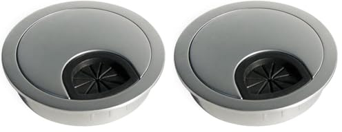 Emuca Passe-câble Rond Encastrable Diamètre 6,8 cm pour Bureau en Zamac Chromé Mat (Lot de 2)