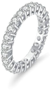 Skcess 14K Weißgold Promise Ring, Ring Moissanit Weiß Größe 49 (15.6)