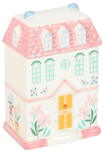 Pastel House Oil Burner & Wax Warmer – Townhouse Design – Fragrance Burner & Decorative Home Ornament – Pink Ceramic
