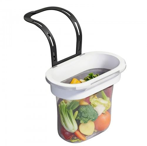 Hontaog Colino per Lavello da Cucina, Filtro per Scarico con Rete Sospesa Pieghevole, Filtro per Lavello con 50 Sacchetti Filtranti e 1 Supporto
