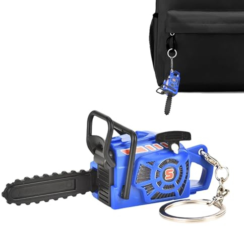 Tronçonneuse factice – Avec corde d'habillage, pendentif amusant, outil électrique, jouet de rôle, pour hommes, garçons, ami, anniversaire, voyage, sac à dos, portefeuille
