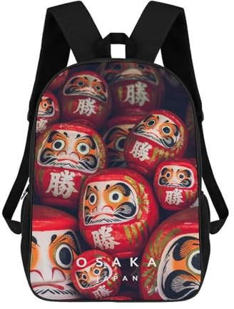 sinyumoney Unisex Rucksack 3D bedruckt für Reisen, lässiger Rucksack für Laptop, leichte Schultasche für Männer, Frauen, Jungen und Mädchen, Daruma Puppen, 17