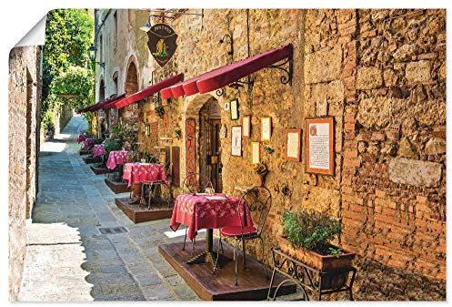 ARTLAND Wanddeko Poster & Kunstdrucke Wandposter 60x40 cm Toskana Italien Stadt Altstadt Restaurant Urlaub Sommer Mediterran T3RI