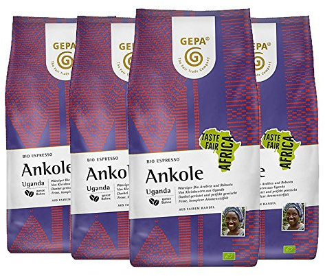 GEPA Bio Espresso Ankole, ganze Bohne, 1000 g, 4er Pack