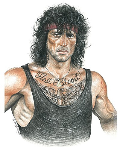 Wee Blue Coo LTD Wayne Maguire Tattooed John Rambo Inked Ikon Art Print