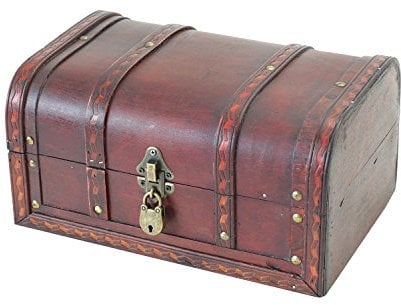 HMF 6401-130 Schatztruhe aus Holz mit Schloss | 30 x 20 x 15 cm | Klein | Spanien