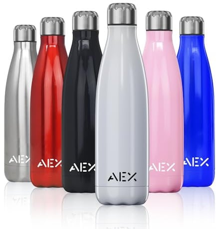 AEX Insulated Water Bottle | Double Wall Vacuum Stainless Steel Flask | 500ml Glossy White
