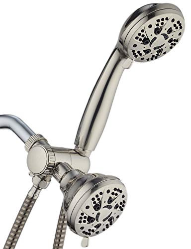 AquaDance Pommeau de douche à main haute pression en nickel brossé 3 voies 48 réglages de pluie – Angle réglable, jets anti-obstruction, installation sans outil – Certifié standard américain – Marque