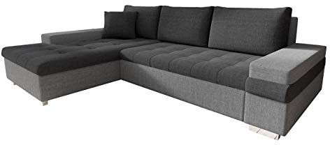 Mirjan24 Ecksofa Bangkok Mini, Moderne Eckcouch mit Schlaffunktion und Bettkasten, Ecksofa für Wohnzimmer, Gästezimmer, Couch L-Form, Wohnlandschaft (Lux 05 + Lux 06)
