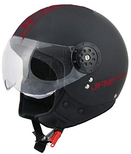 JFM 400 CASCO DEMIJET NERO OPACO/ROSSO PORPORA (L/59cm)