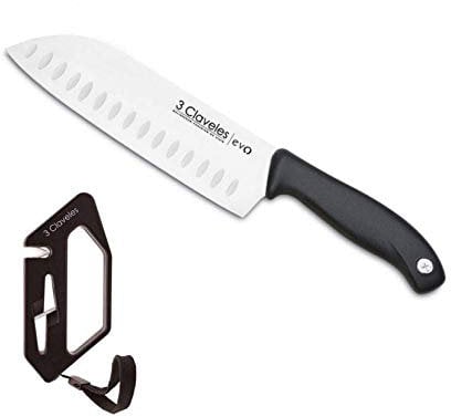 Hidalgo 3 Claveles Cuchillo Santoku 18 cm EVO + Afilador Cuchillos y Tijeras