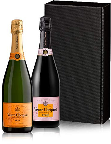 The Wine Guys - Geschenkset „The Veuve Clicquot couple“ mit zwei Flaschen Champagner in einem Geschenkkarton | Veuve Clicquot Brut (1x 0,75l) und Veuve Clicquot Brut Rosé als Geschenkset
