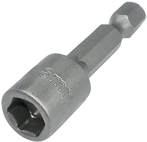 AERZETIX - C50143 - Douille porte-embout SW 8mm / L45mm - 1/4'' 6.3mm - Pointe magnétique aimantée à empreinte 6 Pans - pour vis autoperceuse à tête hexagonale - en acier S2