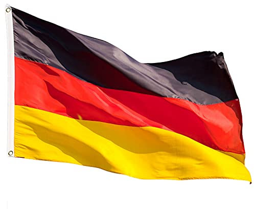 GOOGIT Premium Deutschland Flagge - Deutschland Fahnen und Fahnen - 90 x 150 cm - Fahnenstoff, robust und wetterfest mit zwei Metallringen 1 Stuck (Deutschland)