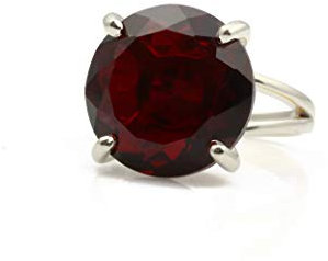 Granat-Schmuck Artisan Silber Ring für Frauen - Runde Stein Cocktail-Mode-Ring, Anweisung Ring, Geschenke Schmuck für Geburtstage, Jahrestag, Verlobung, Hochzeit - Feiner Schmuck für Frauen