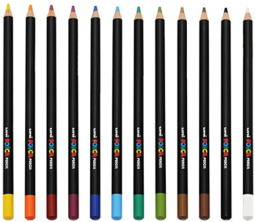 Posca Uni Buntstift – Professionelle Öl- und Wachsfarbstifte – KPE-200 – Essential 12 Stück