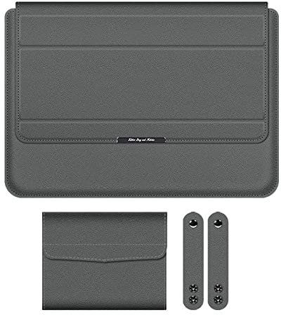 Cicilin Soft PU Leather Laptop Sleeve Case Laptop 2 in 1 Bracket Inner Bushing with Stand Function Compatible 13-14 inch Laptops (Grey)