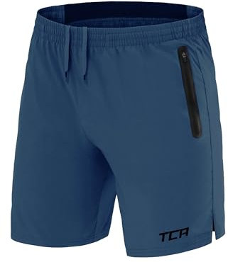 TCA Herren Elite Tech Leichte Laufhose Gymshorts Trainingsshorts und Laufshorts mit Reißverschlusstaschen - Sporthose Herren Kurz - Hellblau, XS