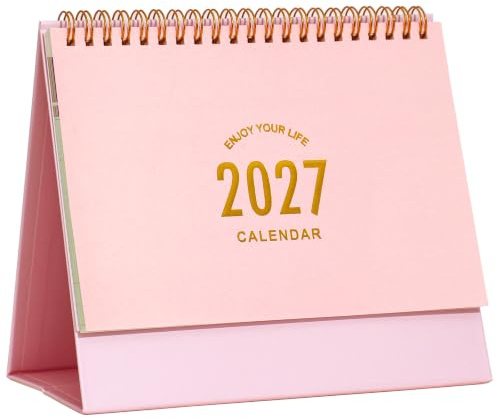 Kleiner Schreibtischkalender 2023–2024, stehender Flip-Tischkalender von Juli 2023 bis Dezember 2024 – Metallring, Doppeldrahtbindung, monatlicher Desktop-Kalender für Zuhause, Büro, Schule (Rosa)