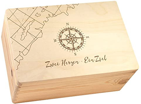 Erinnerungskiste mit Gravur zur Hochzeit, Holz Erinnerungsbox, Hochzeitsgeschenk für Brautpaar, Geschenkbox mit Deckel, Memory Box Holzkiste, Fotobox Holzschachtel, Geldgeschenk-Verpackung