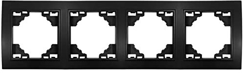 Rahmen 4-Fach für Steckdosen Schalter Unterputz 298x82x8mm horizontal Schwarz Matt