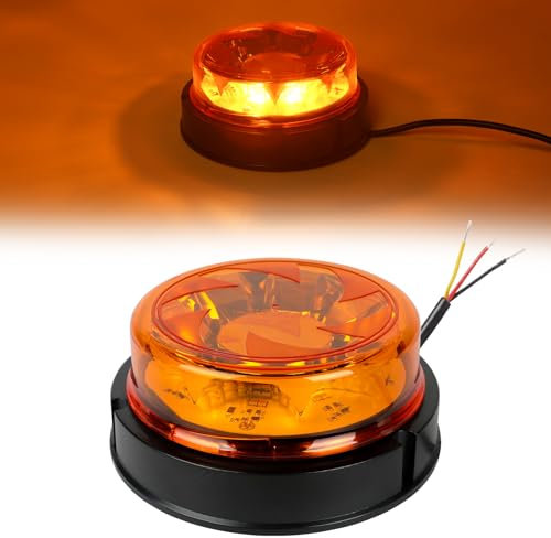 AOHEWEI Gyrophare d'avertissement LED Ambre, 4 clignotants 2 motifs rotatifs 12/24 V 16 pièces Lampe stroboscopique LED pour machines agricoles Véhicule utilitaire Bus scolaire Tracteur Pelles Camion