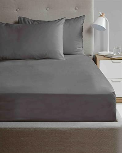 Rapport Home Microfibre Charcoal King Fitted Sheet Luxury Easy Care Non-Iron Bedding