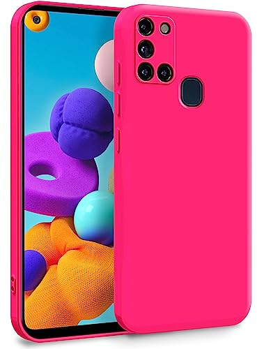 MyGadget Coque pour Samsung Galaxy A21s - Case TPU Souple & Soft avec Doublure Microfibre - Cover Protection Extra Fine & Légère Rose Foncé