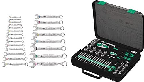 Wera 05020232001 6003 Joker 22 Set 1, Ringmaulschlüssel-Satz, metrisch, 22-teilig & 05160785001 Zyklop Speed-Knarrensatz 8100 SA/SC 2, 1/4“ und 1/2“-Antrieb, metrisch, 43-teilig