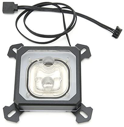 Bloc de Refroidissement par Eau pour Processeur D'ordinateur, Base en Cuivre Waterblock avec Effet de Lumière Diffuse, Refroidisseur de Liquide Waterblock pour LGA 1200/1156/1155/1151/1150/2011/2066/7