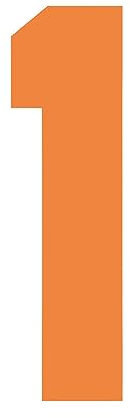 3.5 Jersey Number 1 Vinyl Heat Transfer Iron on Number Bold Solid Font for Football Baseball Sports T-Shirt Orange