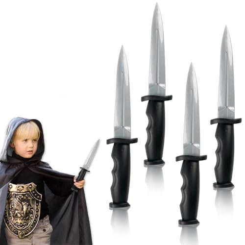 PLATEYTR 4 Stück gefälschte Messer, Martial Arts Gummi Training Messer, Gummi Training Waffen, gefälschte Gummi Messer Praxis Messer Martial Arts Training Requisiten