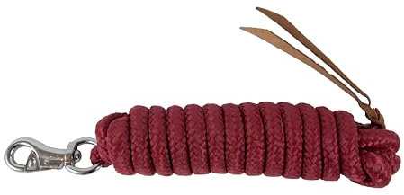 Brama-West Bodenarbeitsseil Bodenleine - mit Bull-Snap & Lederklatsche - Westernrope - 4 Meter - Dunkelrot