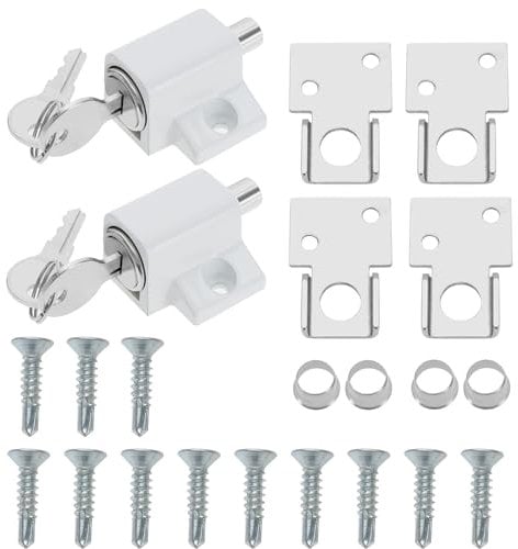 2pcs Sliding Door Window Lock Sliding Patio Lock Window Door Limiter Sliding Door Lock Accessory Set for Home Office Classroom Sliding Doors Windows, White