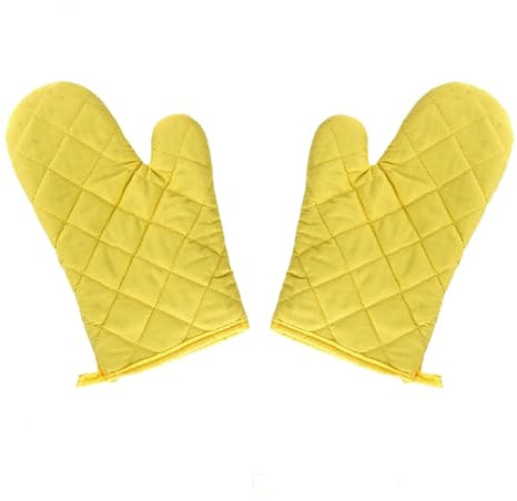 Ofenhandschuhe, hitzebeständige Küchen-Backhandschuhe mit Aufhängeschlaufe, rutschfeste Kochhandschuhe zum Grillen, Mikrowelle, Pizza, Gelb, 2 Stück