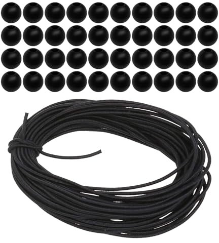 Cordón de Goma, Cuerdas Expansoras de 4mm×20m, con 40 Bolas, Cuerda de Goma, para Acampar, Lona de Remolque, Transporte de Carga, con Accesorios de Bricolaje