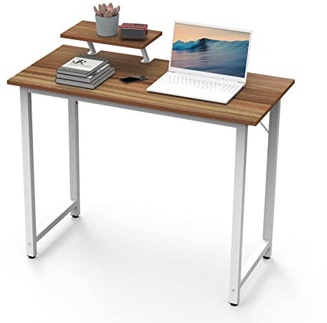 EXSELTMAN Scrivania per Computer,Scrivania Ufficio con Supporto per Monitor Staccabile Scrivania Gaming Computer in Metallo Scrivania Tavolo da Computer con Staffa Schermo (100 x 50 x 75cm, Brun)