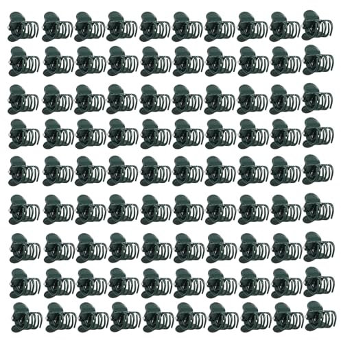 GVPOELR 100 Stück Orchideenständer Pflanzenclips, Kunststoff Pflanze Clips, Garten Pflanzen Clips, Mini Orchideen Klammern, Gebundener Rattanclips, für Halten Pflanze, Dunkelgrün