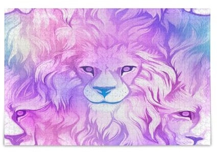 xigua Lila Löwenkopf Puzzle 500 Teile - Holzpuzzle für Familienspiele - Geeignet für Jugendliche und Erwachsene