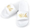 HICARER Bride Braut Hausschuhe Hochzeit Pantoffeln Spa Slipper mit offenen Zehen für Dusch Braut Party(EU 42-43,Weiß)