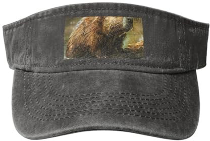 Hut mit Biber-Druck, gewaschener Denim, offener Oberteil, für Outdoor-Dekoration, geeignet für Männer und Frauen, Biber, L/Einheitsgröße