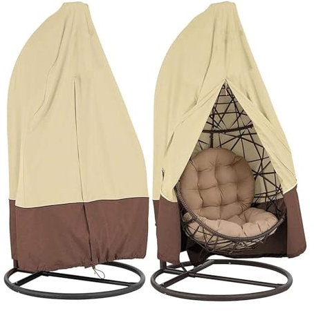 Doppelt Hängesessel Abdeckung Wasserdichte Abdeckplane Egg Chair Schutzhülle Mit Reißverschluss - Anti-UV Anti-a PU-Überzug Oxford Regenabdeckung Hängestuhl Zubehör ( Color : Khaki , Size : 231x200cm