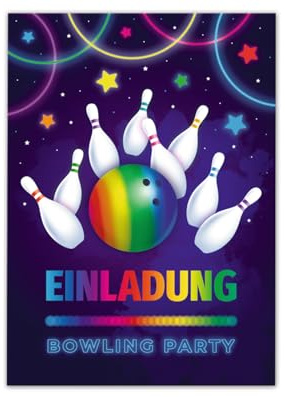 Junaversum 8 Einladungskarten zum Kindergeburtstag Bowling Kegeln Jungen Mädchen Einladungen für Kinder Geburtstag