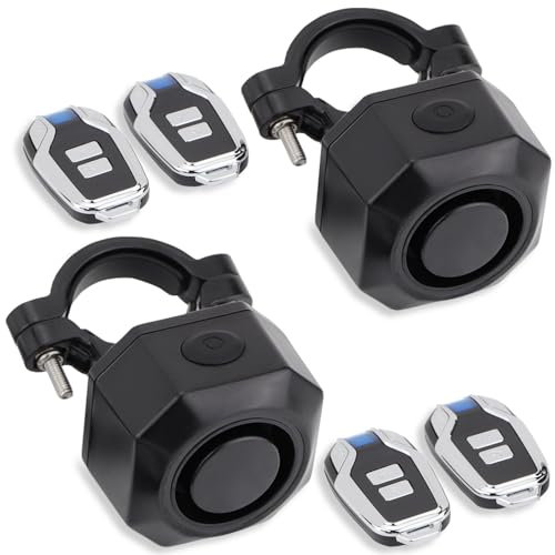 Zwei Pakete Fahrrad Horn Elektrofahrzeug Alarm Wireless Vibration Alarm System mit Bewegungssensor Wasserdichter wiederaufladbarer Diebstahl Alarm für Ebikes Fahrrad Roller