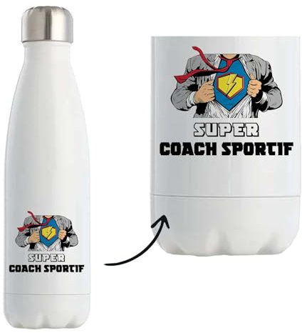 Planetee Bouteille isotherme Super Coach sportif | Gourde Métier Collègue Cadeau Travail Boulot Départ Retraite