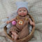 MYREBABY 17,8 cm Große Miniatur-Babypuppe, Silikon, Ganzkörper, Weiche Haut, Realistisch, Echtes Leben, Mit Fütterungszubehör (Jungen)