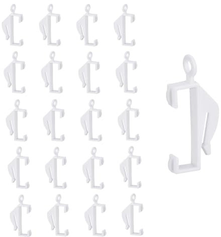 100 Pezzi Ganci per Tende in Plastica, Ganci per Binario Tenda, Bianco Gancetti per Tende, Gancio Tende, per Finestra, Doccia, Porta