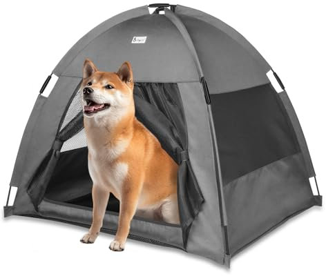 Babyezz Lit de tente pour chien/chat - Tente tipi imperméable - Respirante et lavable - Pour l'intérieur et l'extérieur - Niche portable pour chien/chat - Pour chatons, chiots (gris, L)