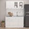Willood Juego de Muebles de Cocina 4 Piezas Comedor Mobiliario Armario Estante Almacenaje Microondas Fregadero Lavavajilla Madera Contrachapada Blanco Brillante