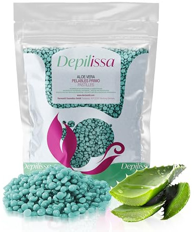 Depilissa Aloe Vera Wachsperlen 400g– Sanfte Haarentfernung für Gesicht, Augenbrauen, Intimbereich und Bikini– Ideal für empfindliche Haut, Brazilian Waxing, ohne Wachsstreifen (400 Gramm, Aloe Vera)